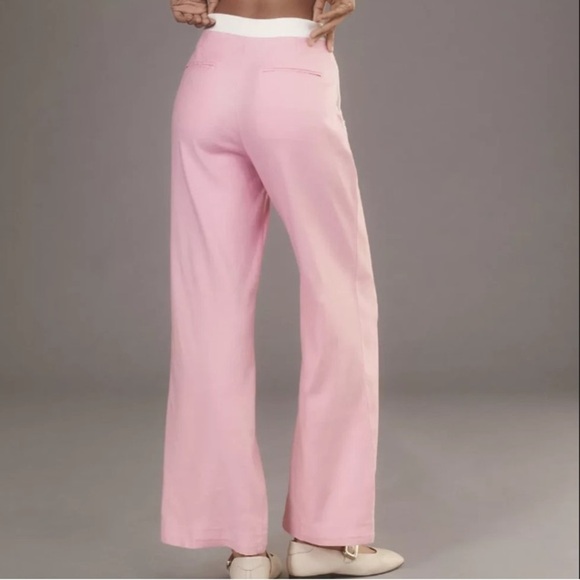 Maeve Anthropologie Linen Side-Button Trousers Pink - Picture 2 of 9